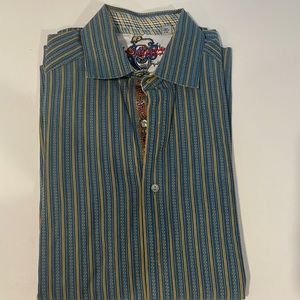 Blue with gold stripes. In great shape.